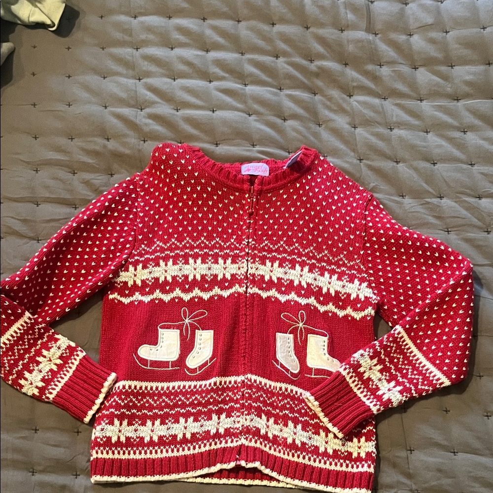 Cozy Red Kids Sweater with Boot Design
